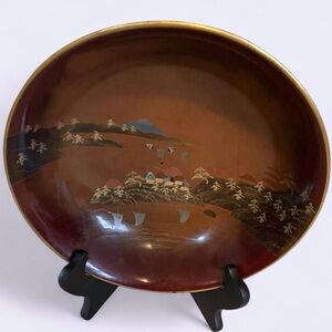 Japanese Antique Shibayama Mother Of Pearl Inlay Decorative Bowls, Lacquerware